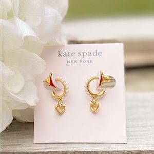 NWT KATE SPADE ♠️ SHINING SPADE PEARL HUGGIES EARRINGS